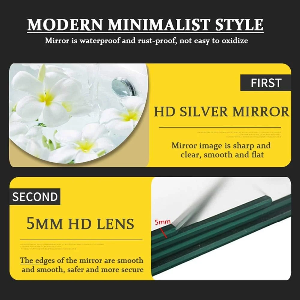 آینه حمام، آینه روشویی بیضی شکل دیواری، آینه اصلاح بدون قاب بادوام / 60×80 سانتی متر آینه حمام، آینه روشویی بیضی شکل دیواری، آینه اصلاح بدون قاب بادوام / 60×80 سانتی متر