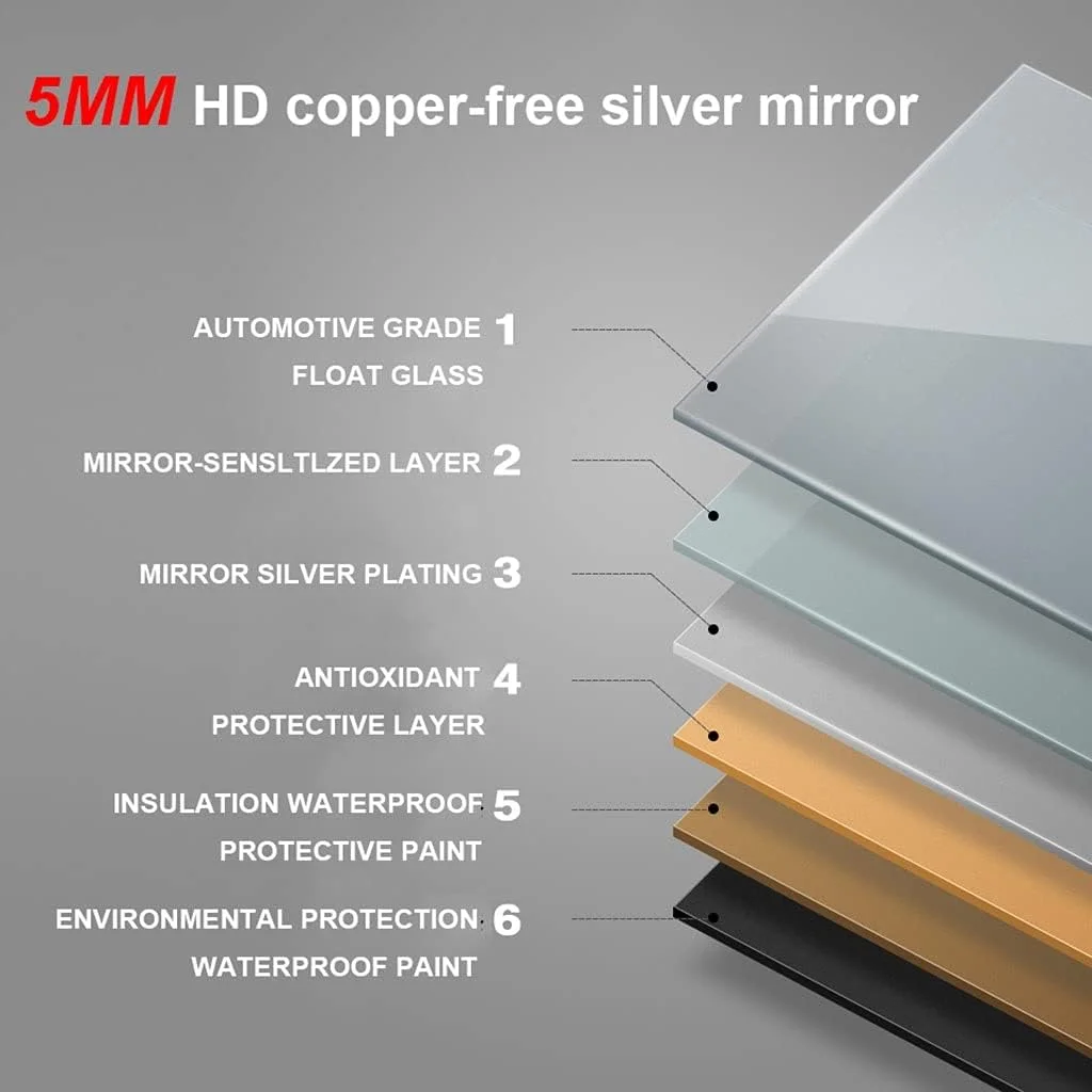 آینه دستشویی دیواری، آینه آرایشی بدون قاب با نور پس زمینه LED، ضد بخار (رنگ: نور گرم 2800-3200k، اندازه: 70cm) (نور گرم 2800 3200k)