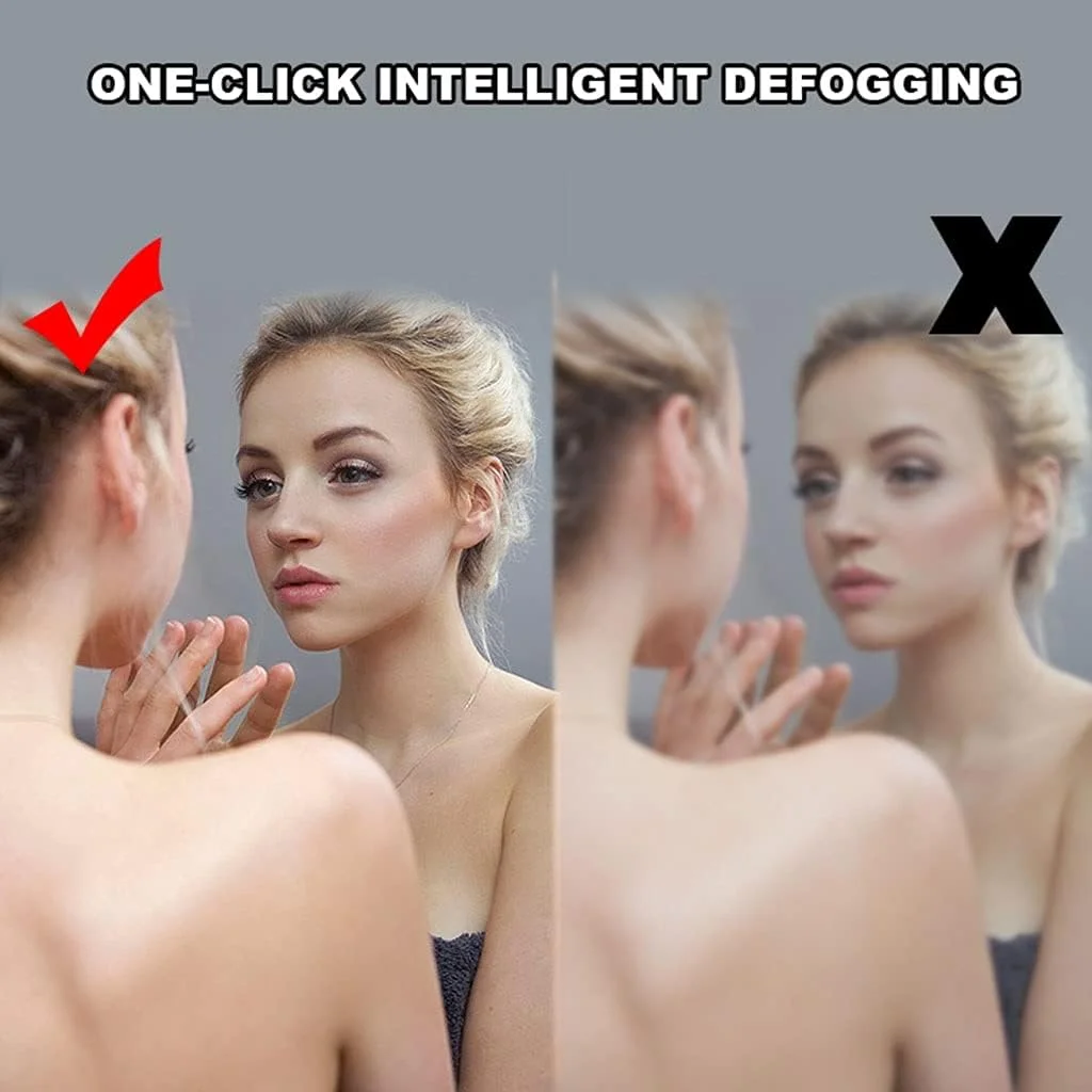 آینه دستشویی دیواری، آینه آرایشی بدون قاب با نور پس زمینه LED، ضد بخار (رنگ: نور گرم 2800-3200k، اندازه: 70cm) (نور گرم 2800 3200k)