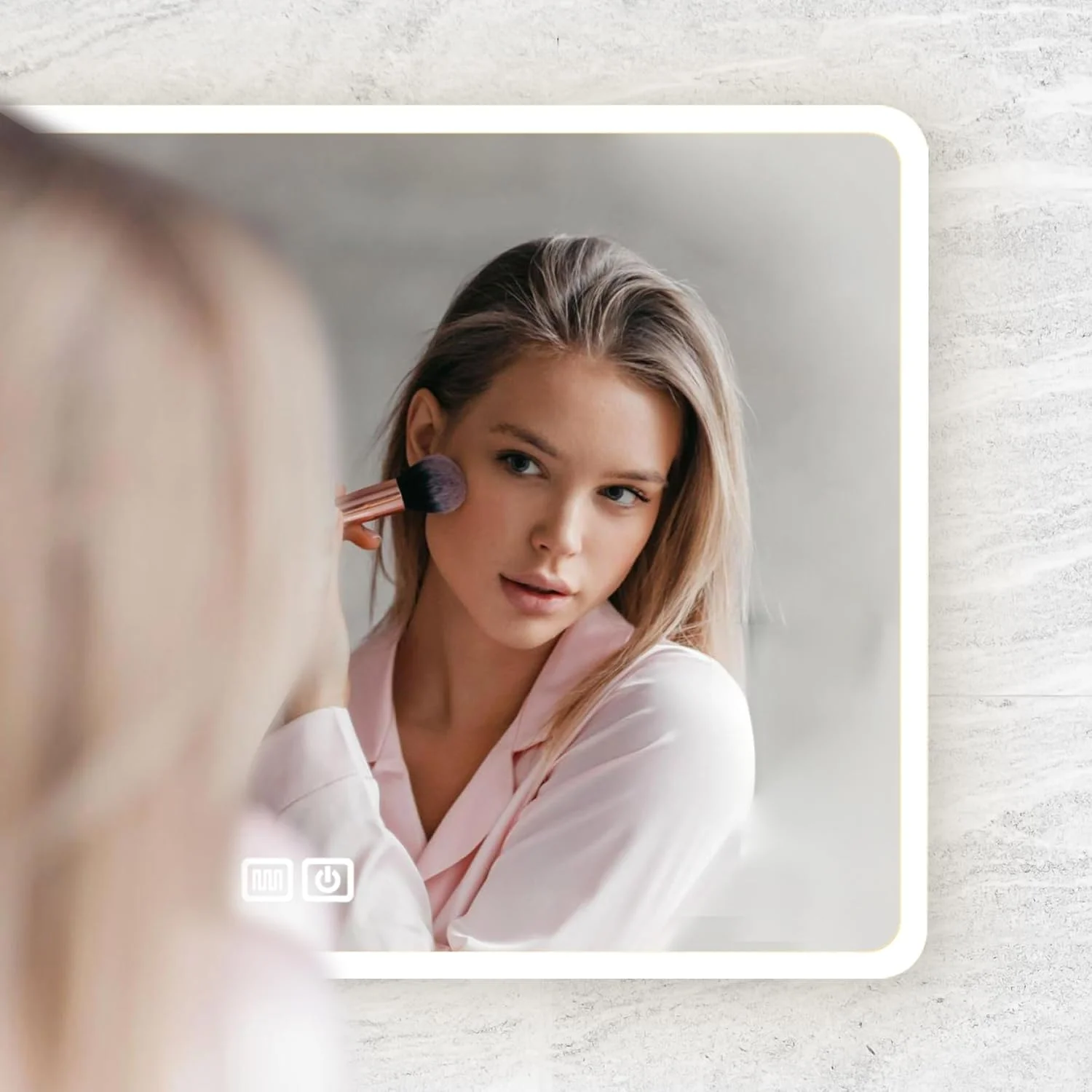 آینه بیت با نورپردازی 52x75 سانتی متر - آینه حمام - آینه دیواری - 3 حالت نور - ضد بخار (52x75 سانتی متر)