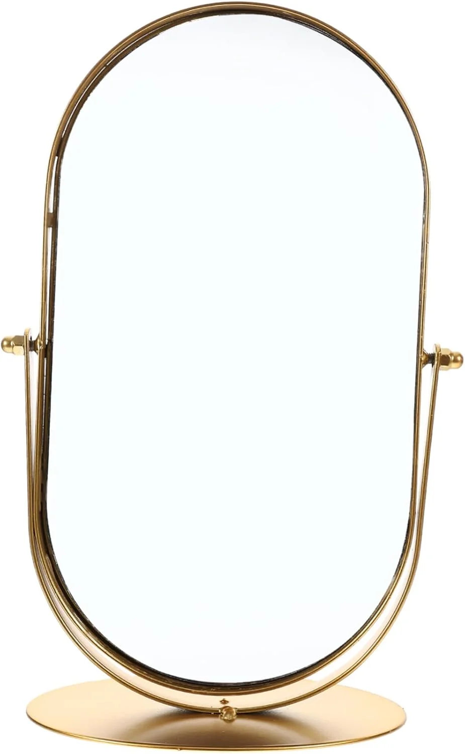 آینه آرایشی فلزی رومیزی BESPORTBLE با پایه ارگونومیک تک رو برای میز آرایش، حمام، دفتر کار، طراحی شیشه و فلز