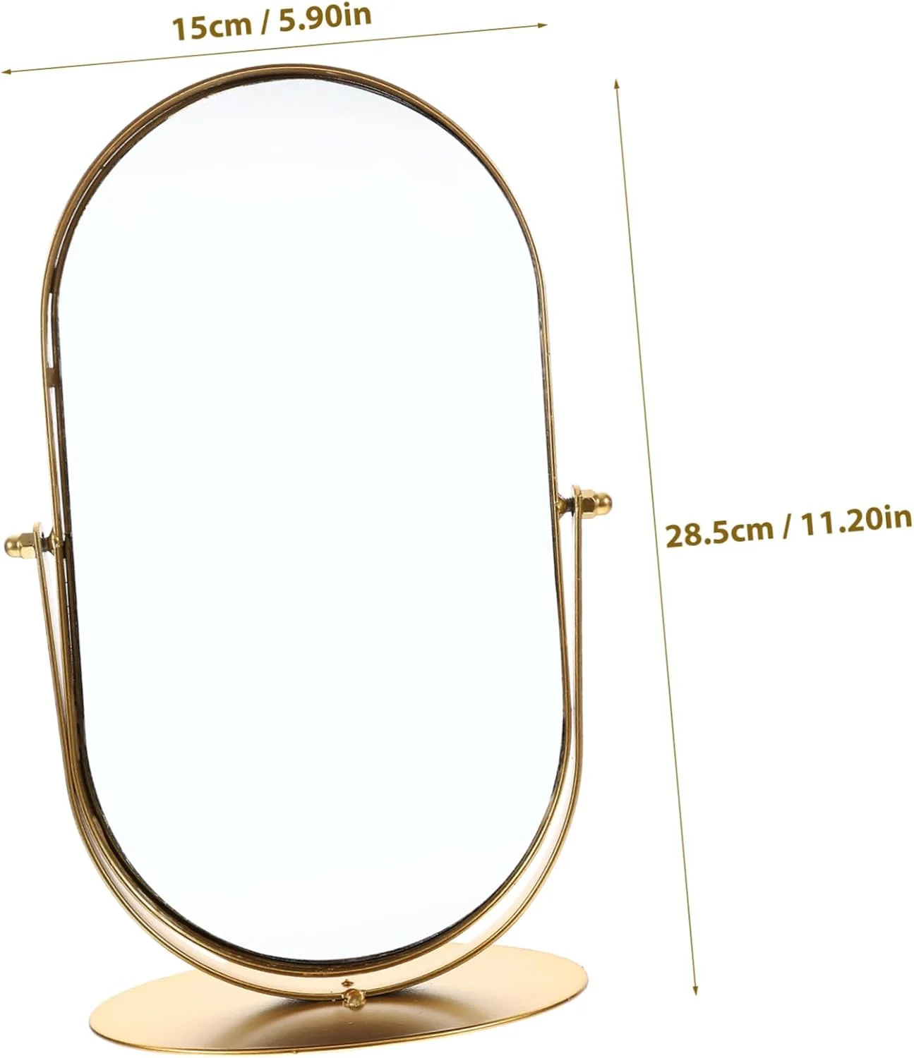 آینه آرایشی فلزی رومیزی BESPORTBLE با پایه ارگونومیک تک رو برای میز آرایش، حمام، دفتر کار، طراحی شیشه و فلز