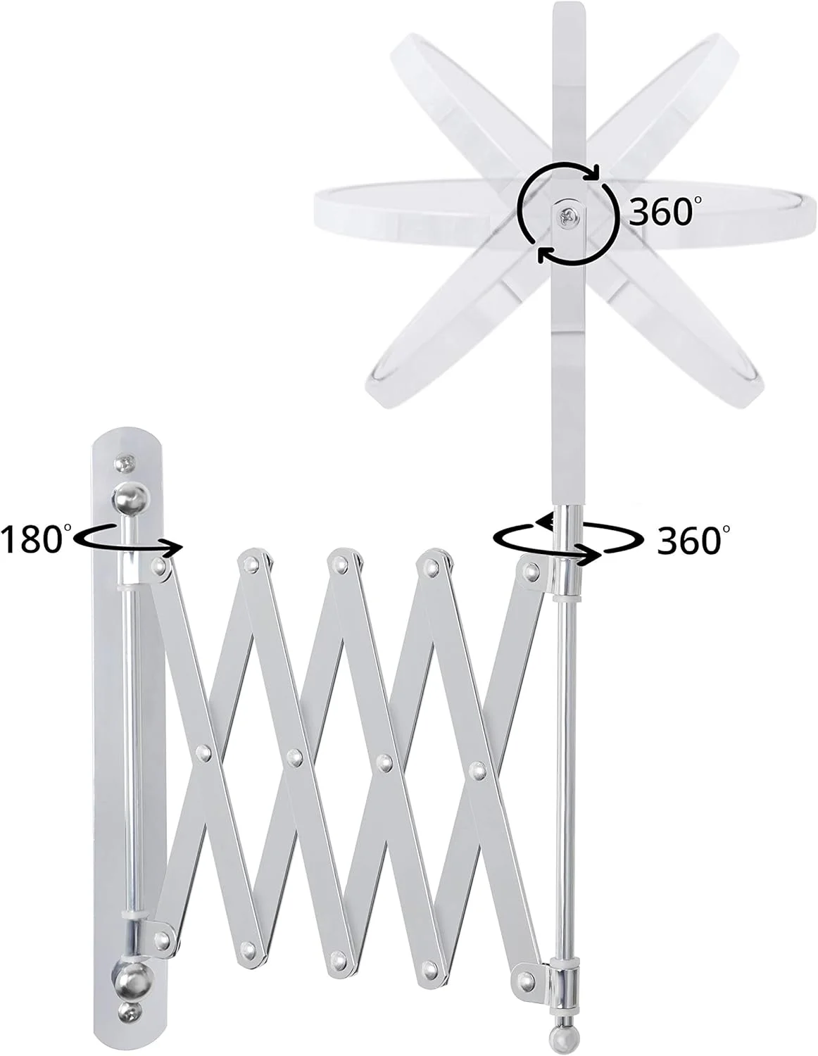 آینه دیواری بزرگنمایی 360 درجه BELLE VOUS - 17.5 x 18.5 سانتی متر - آینه دیواری دو طرفه استیل ضد زنگ برای آرایش و اصلاح