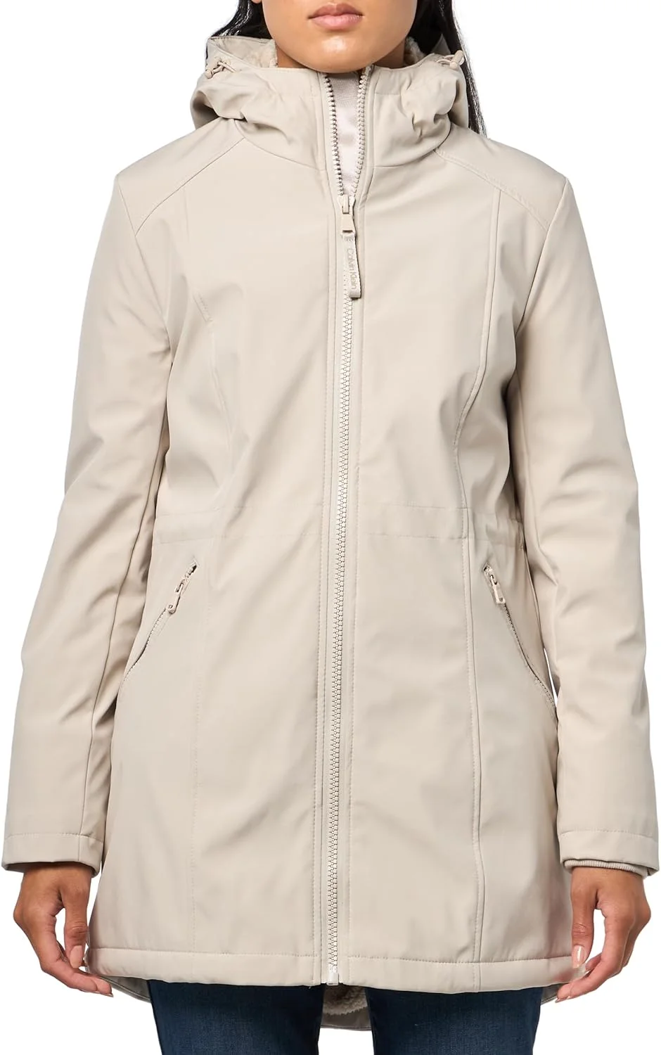 کت پفی آستین بلند زنانه کلوین کلاین با کلاه و زیپ