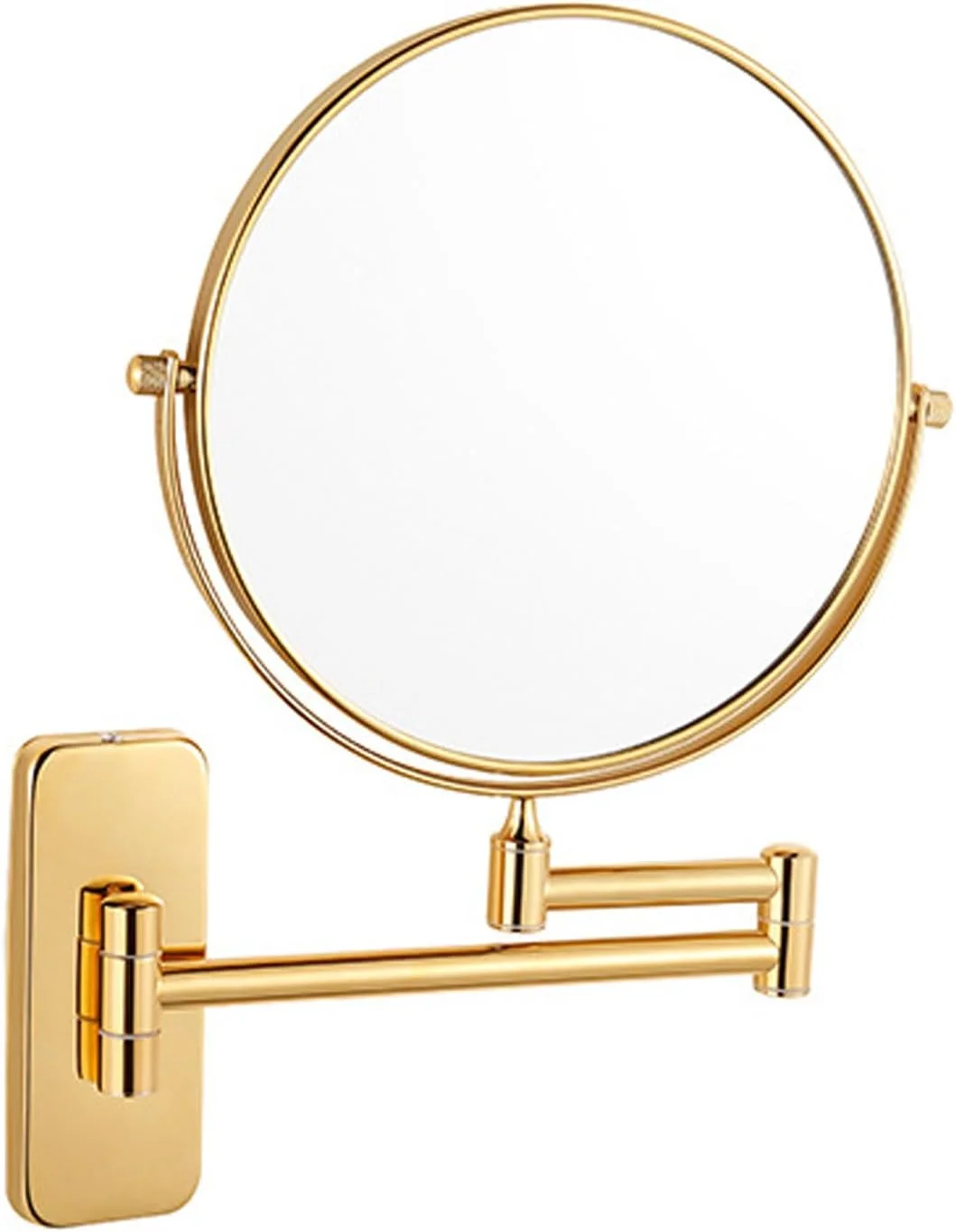 آینه آرایشی دو طرفه دیواری 8 اینچی با بزرگنمایی، آینه حمام، آینه اصلاح دو طرفه با ساختار برنجی جامد برای دوام و استایل، 10X، طلایی