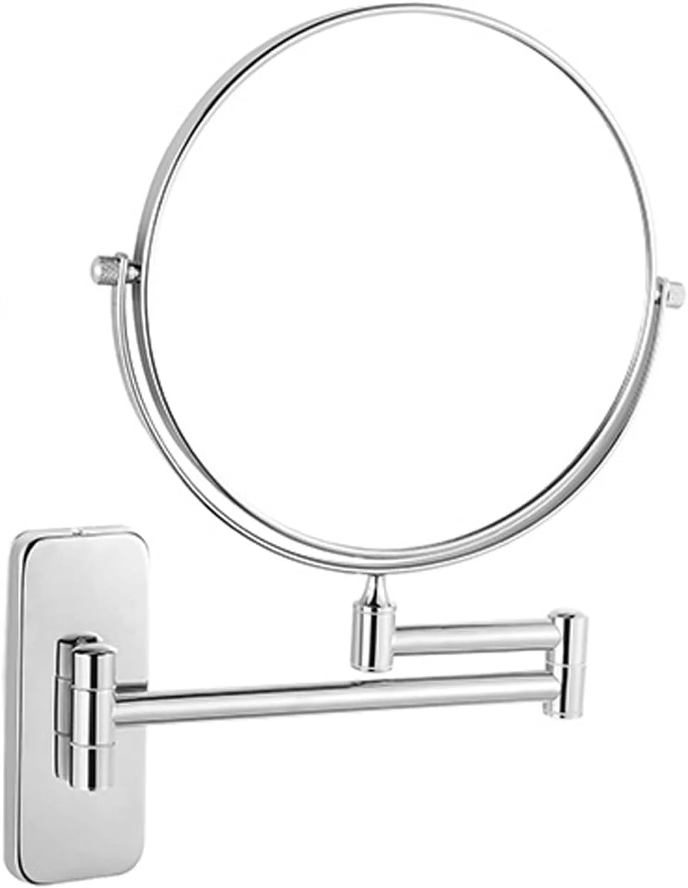 آینه آرایشی بزرگنمایی دیواری دایره ای، آینه اصلاح چرخشی 360 درجه با قابلیت افزایش طول، آینه حمام بزرگنمایی برای هتل، روکش ساتن عتیقه، 3 برابر، کروم