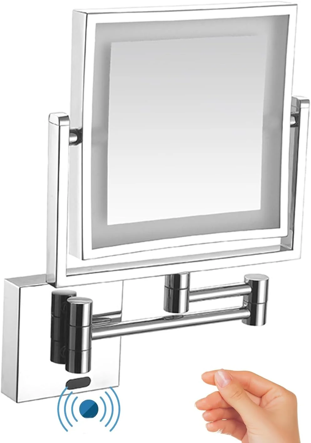 آینه مربعی حمام، آینه آرایشی دیواری با قابلیت شارژ USB، آینه LED با بزرگنمایی 3 برابر، آینه آرایشی دو طرفه مستطیلی، آینه چرخشی 360 درجه