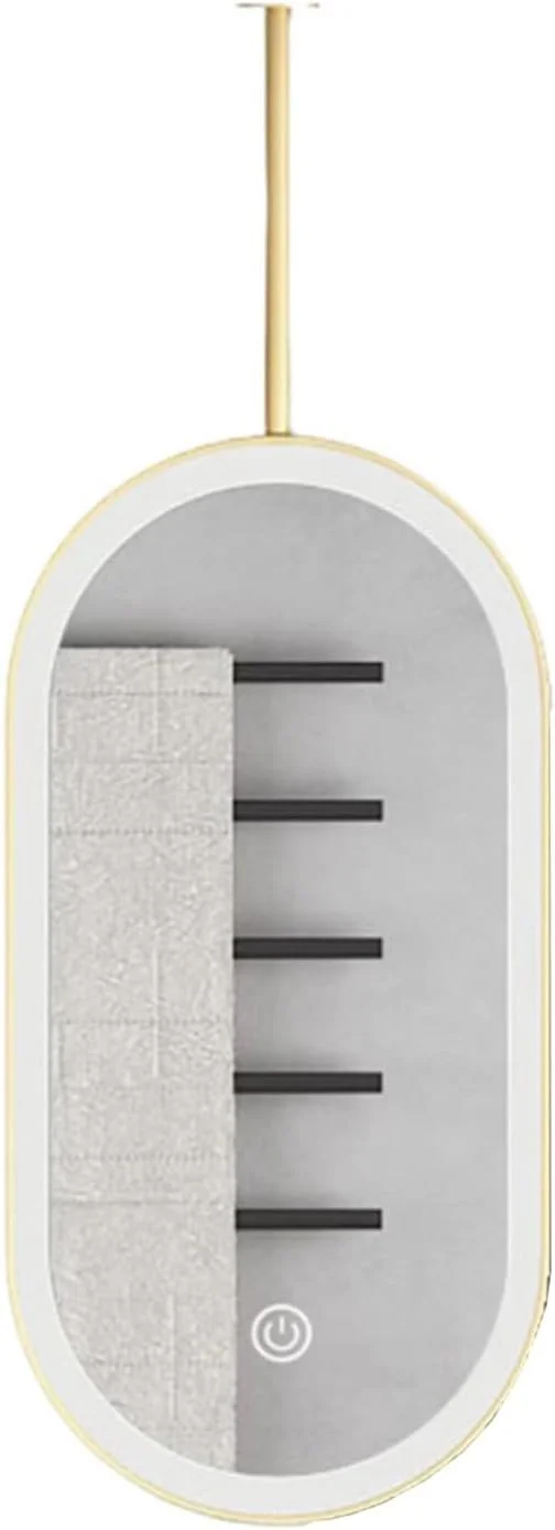 آینه آویز سقفی با چراغ های ال ای دی، آینه آرایش روشویی با کیفیت بالا، روشنایی قابل تنظیم، مناسب برای اصلاح صورت در حمام و دستشویی (بازو قابل سفارشی سازی است)(طلایی، 40x60 سانتی متر)