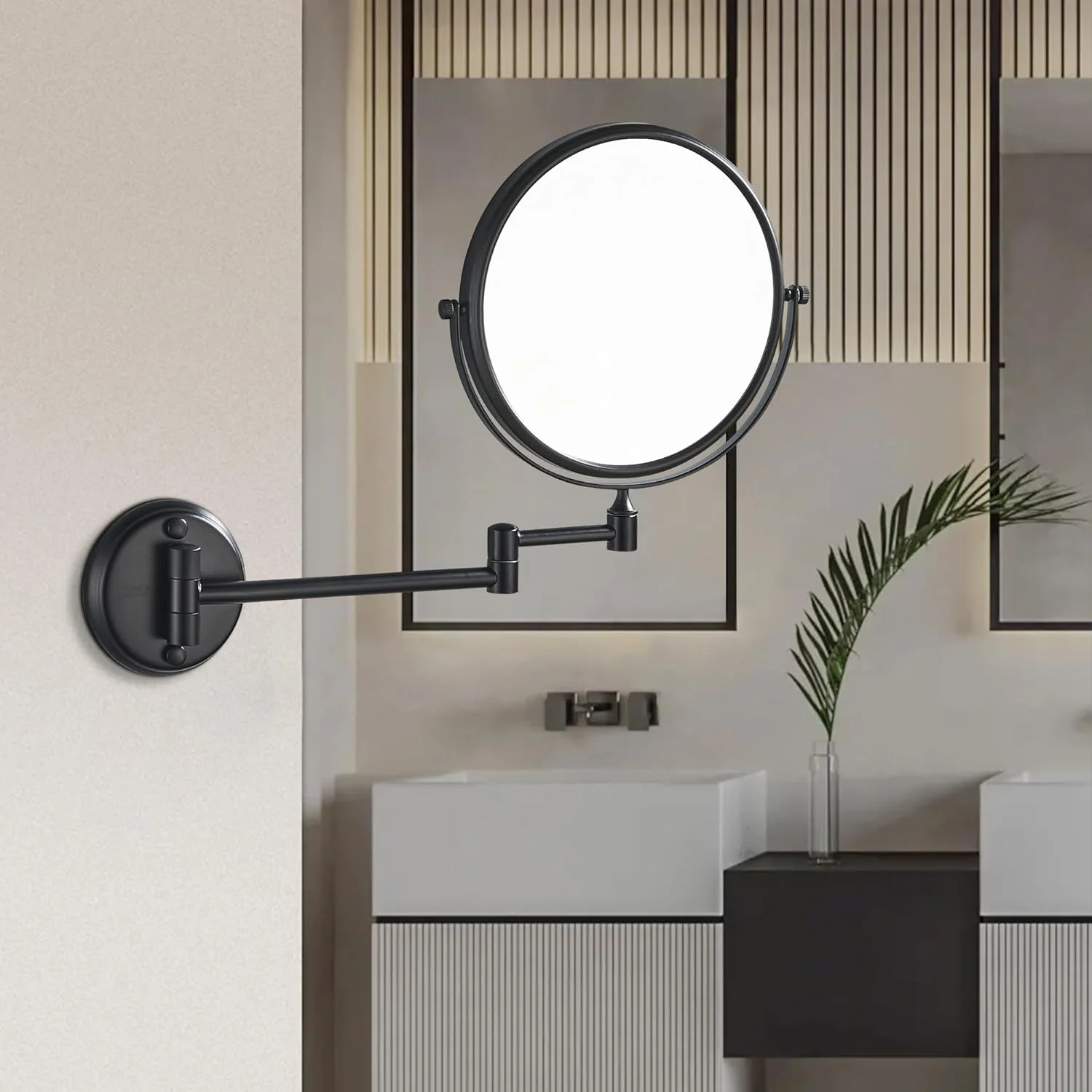 آینه اصلاح دیواری، آینه آرایشی رومیزی سنگین با دو طرفه برنجی بزرگنمایی برای حمام 8 اینچی (مشکی) آینه اصلاح دیواری، آینه آرایشی رومیزی سنگین با دو طرفه برنجی بزرگنمایی برای حمام 8 اینچی (مشکی)