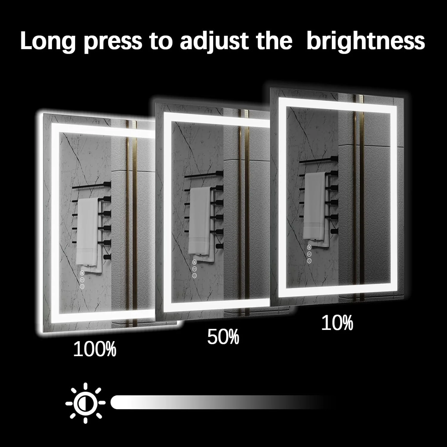 آینه حمام ال ای دی 24 در 32 اینچ با نور پس زمینه و نور جلو