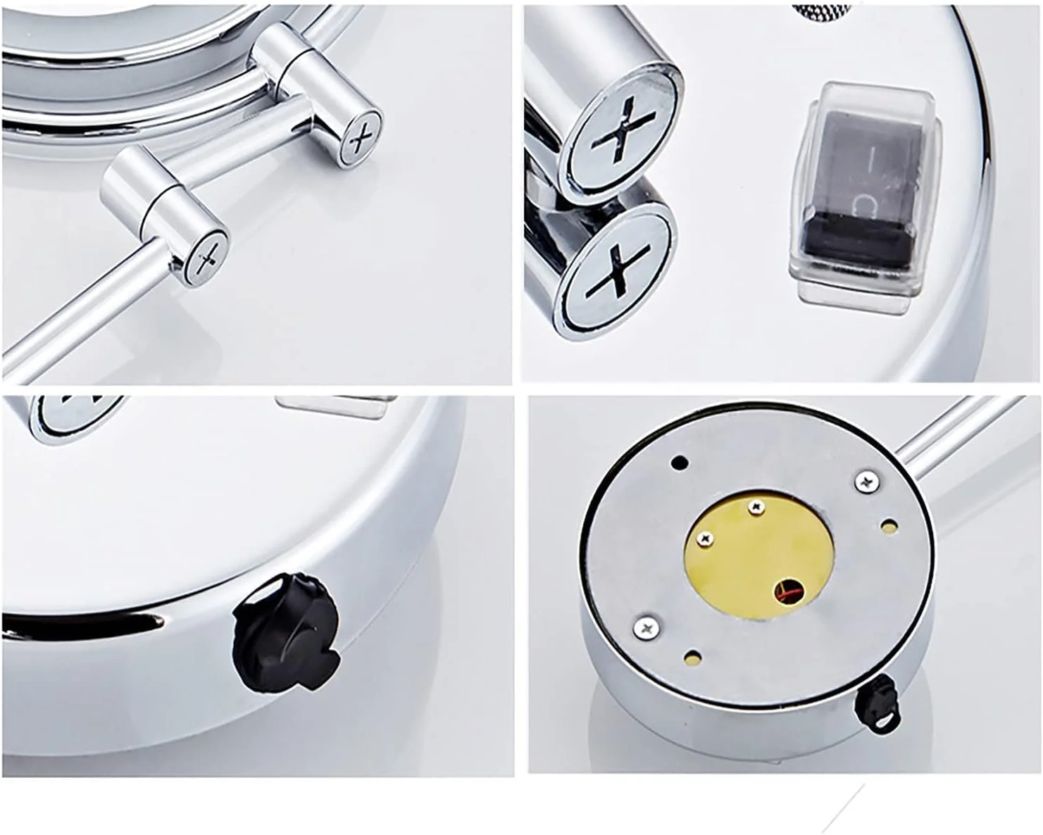 آینه آرایشی دیواری، شیشه دوتایی 8 اینچی، آینه بزرگنمایی LED، آینه بزرگنمایی 7 برابر، آینه آرایش دیواری، آینه حمام چرخان 360 درجه