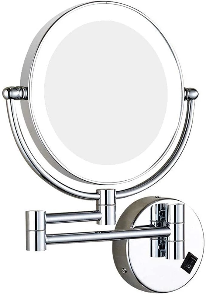 آینه آرایشی دیواری برای حمام منزل، دارای دکمه روشن/خاموش و دوشاخه برق