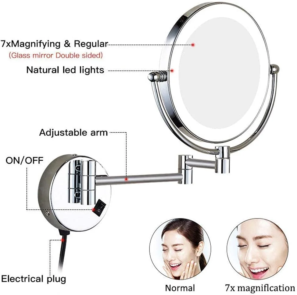 آینه آرایشی دیواری برای حمام منزل، آینه با دوشاخه برق
