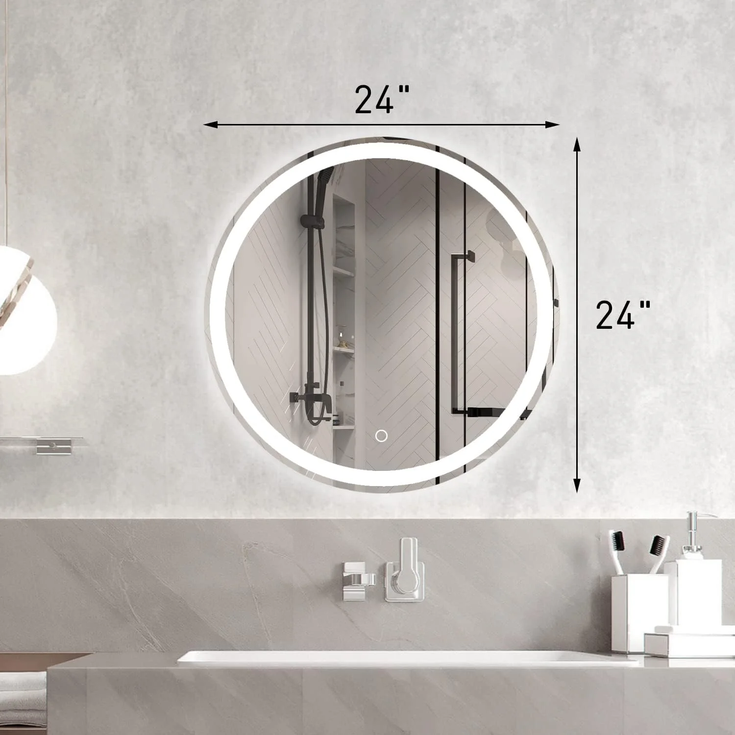 آینه گرد دیواری 60 سانتی‌متری مناسب حمام