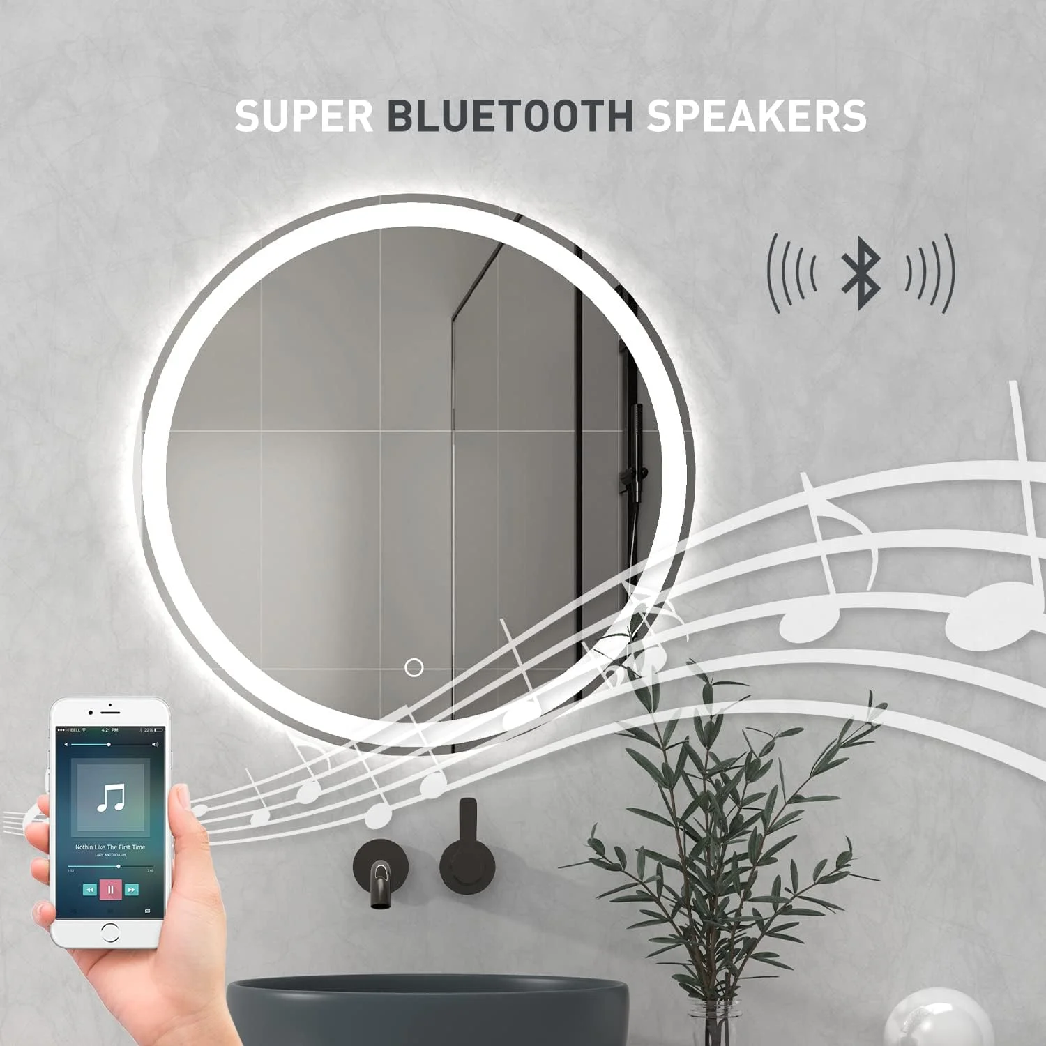 آینه گرد دیواری 60 سانتی‌متری مناسب حمام