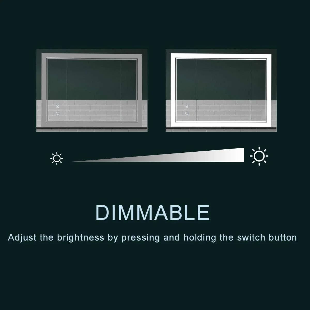 آینه روشویی ال ای دی COOL2DAY، آینه دیواری با قابلیت ضد بخار، 60 در 80 سانتی متر، آینه آرایشی دیمر دار با دکمه لمسی هوشمند و نور، قابل نصب عمودی و افقی