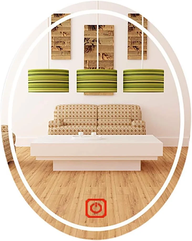 آینه دیواری مدرن بیضی شکل LED با نور قابل تنظیم برای حمام، مناسب آرایش و روشویی (رنگ: معمولی، اندازه: 600 * 800 میلی متر)