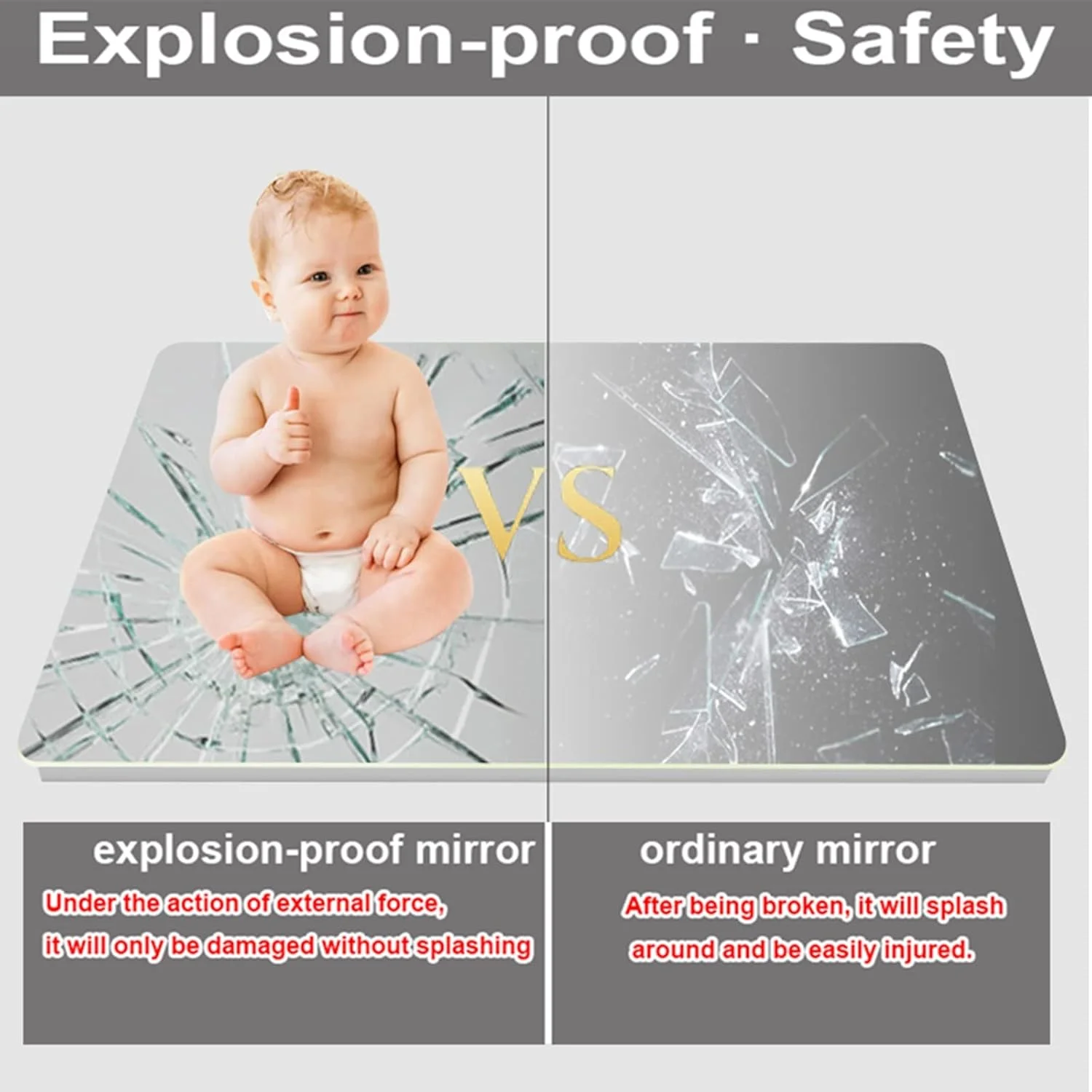 آینه نامنظم خلاقانه حمام، قاب آلومینیومی برس خورده، آینه دیواری تزئینی طلایی، آینه نامتقارن، آینه بزرگ روشویی، مناسب اتاق نشیمن، اتاق خواب، راهروی ورودی حمام (اندازه: 60cmX80cm)