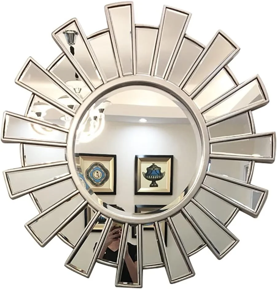 آینه دیواری گرد دکوراتیو، آینه دکوراتیو طرح خورشیدی، آینه حمام، آینه آرایش، آینه میز آرایش اتاق خواب، آینه دکوری ورودی، آینه تزئینی با قاب طرح دار