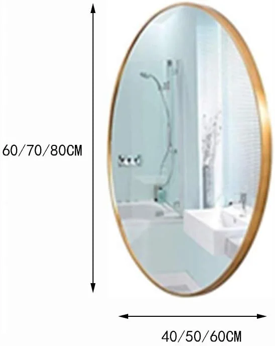 آینه آرایشی بیضی شکل تزئینی، آینه حمام هندسی گالری سینما، آینه قدی طلایی ورودی، آینه آرایش ساده، سبک های مختلف (اندازه: 50 * 70 سانتی متر)