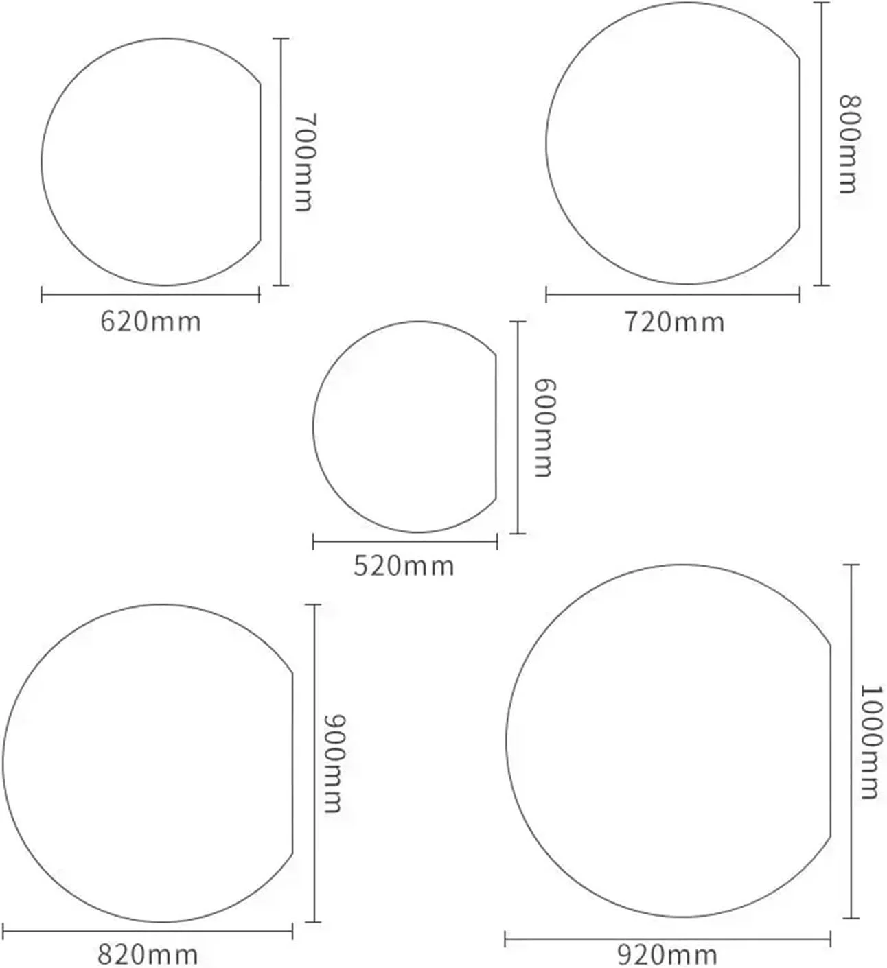 آینه دیواری گرد تزئینی 84x91 سانتی متر با نور LED، مناسب برای آرایش و دکوراسیون حمام
