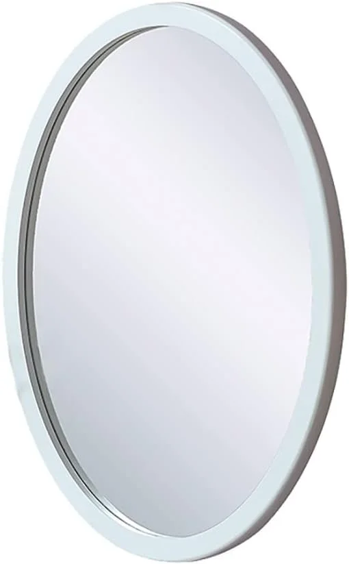 آینه دیواری بیضی شکل با قاب چوبی محکم، آینه تزئینی، آینه دیواری، آینه حمام، آینه آرایش، آینه روشویی اتاق خواب، آینه دکوری ورودی (رنگ: سفید، اندازه: 58 * 43 سانتی متر)