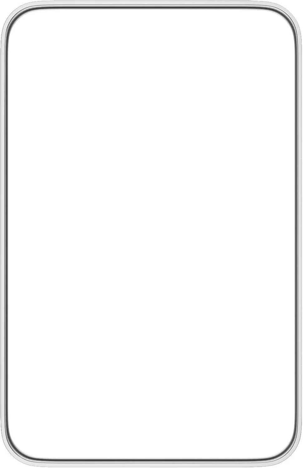 آینه دیواری مستطیلی دِنریک با قاب فلزی برس خورده نیکل، مناسب حمام، سایز 40*50 سانتیمتر (قابل نصب افقی/عمودی)