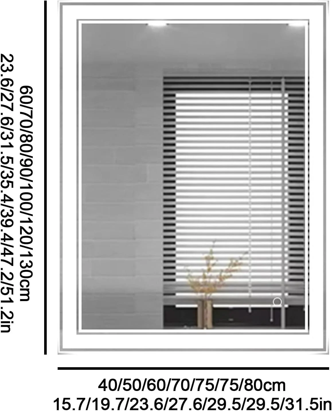 آینه حمام مربعی، آینه حمام ال ای دی دار، آینه روشویی ضد بخار، کم نور کننده سه رنگ بی نهایت، کلید لمسی هوشمند دیواری، مناسب برای حمام، دکوراسیون منزل (نور سه رنگ، 15