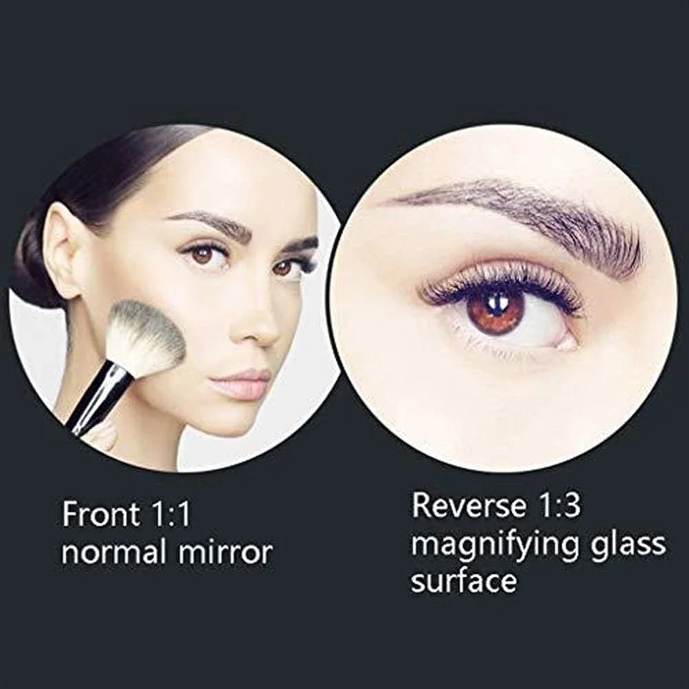 آینه دیواری با سیم برق، قطر 20 سانتی متر، نور سفید، آینه معمولی در جلو و آینه بزرگنمایی 3 برابر در پشت، آینه آرایشی حمام آینه دیواری با سیم برق، قطر 20 سانتی متر، نور سفید، آینه معمولی در جلو و آینه بزرگنمایی 3 برابر در پشت، آینه آرایشی حمام