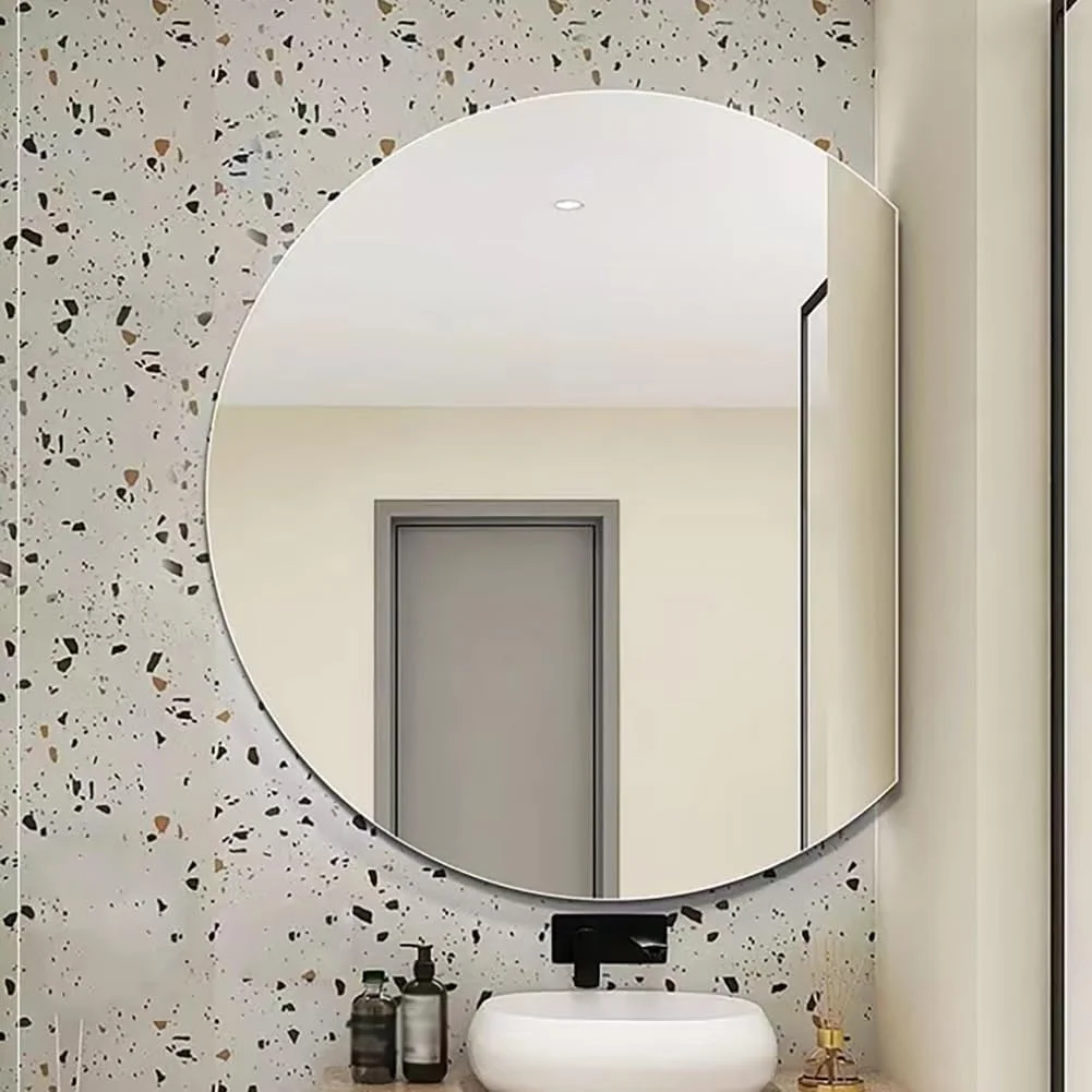 آینه آرایشی نیمه ماه LED هوشمند با قابلیت تنظیم نور، ضد بخار HD تزئینی، آینه حمام دیواری برای دکوراسیون منزل (برش راست 80x72 سانتی متر)