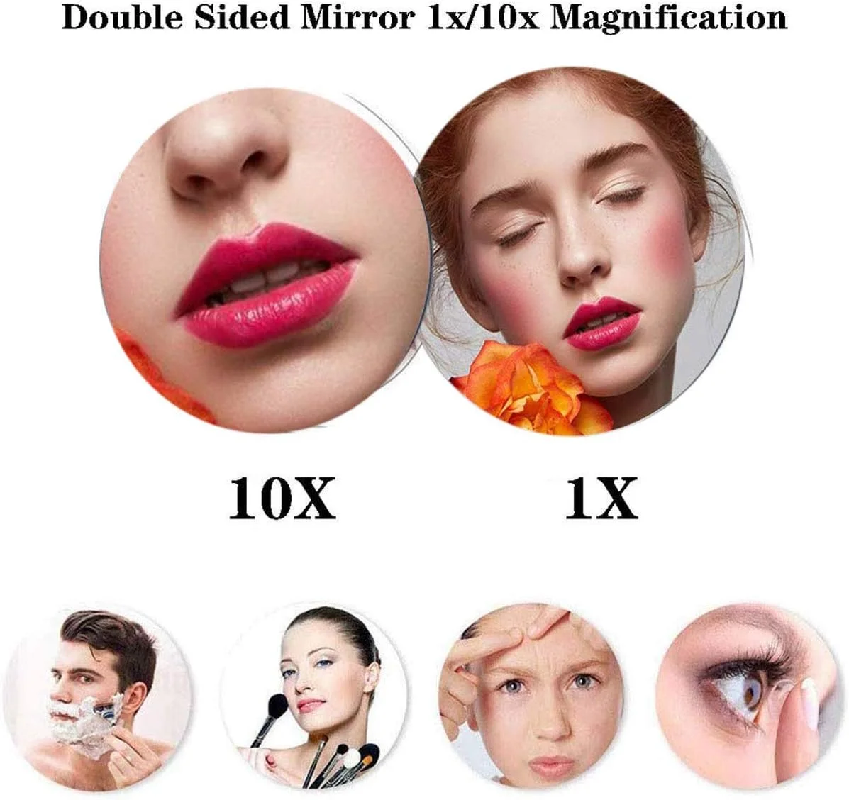 آینه آرایشی دیواری حمام، آینه آرایشی گرد با بزرگنمایی 10 برابر، آینه آرایشی دو طرفه با چرخش 360 درجه، برای آرایش، اصلاح صورت و مراقبت از پوست (برنزی)