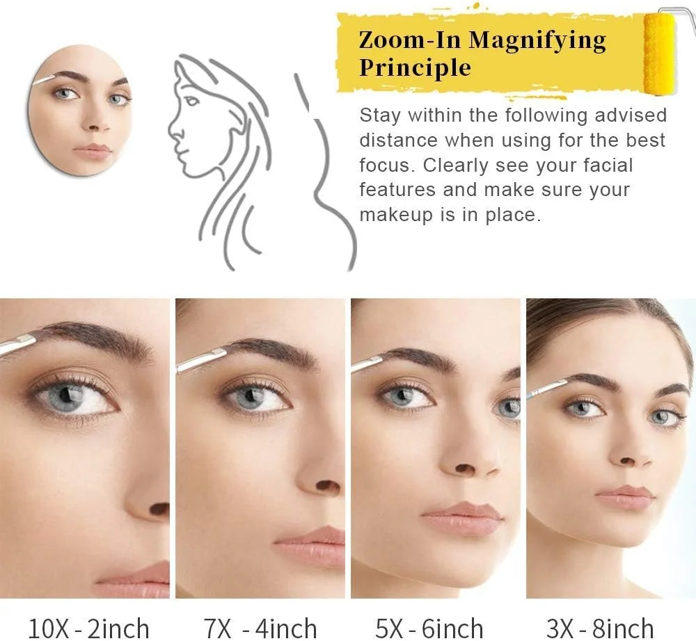 آینه آرایشی دیواری، آینه حمام گرد 8 اینچی، آینه آرایشی دو طرفه با چرخش 360 درجه، جزئیات شما را دقیق تر نشان می دهد (نیکل برس خورده، 7X)