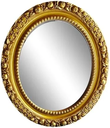 آینه بیضی شکل تزئینی حمام، آینه دیواری با قاب گل‌دار مناسب اتاق نشیمن، اتاق خواب، راهرو و سرویس بهداشتی