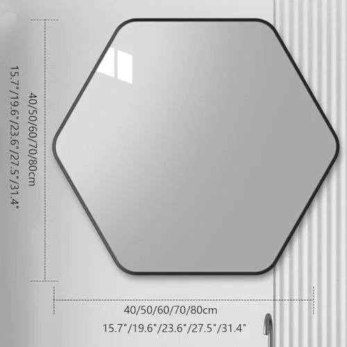 آینه حمام با قاب فلزی، آینه دیواری با کیفیت بالا، ضد زنگ، قابل نصب افقی یا عمودی برای اتاق نشیمن، اتاق خواب، راهرو و اتاق نشیمن، طلایی، 50 سانتی متر