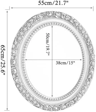 آینه بیضی شکل تزئینی حمام، آینه دیواری با قاب گل‌دار مناسب اتاق نشیمن، اتاق خواب، راهرو و سرویس بهداشتی