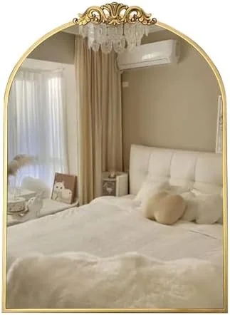 آینه دیواری حمام با طرح حکاکی شده قدیمی، آینه تزئینی حمام با قاب چوبی، آینه آرایشی برای اتاق نشیمن، ورودی، اتاق خواب و راهرو