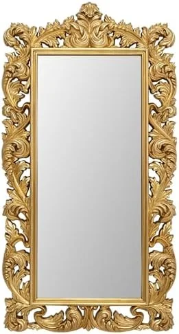 آینه حمام بزرگ با قاب | لوکس و خاص | قطعه دیواری مستطیلی زیبا | مناسب برای روشویی، اتاق خواب یا حمام | قابل نصب به صورت افقی یا عمودی طلایی - 80 * 180 سانتی متر