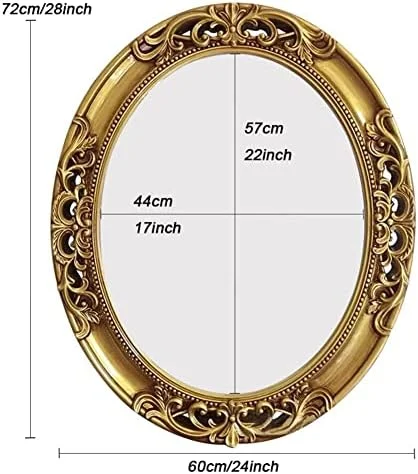 آینه دیواری بزرگ طرح قدیمی، آینه دیواری بیضی عتیقه، شیشه HD، نصب عمودی افقی، دکوراسیون منزل، مناسب روشویی، ورودی، اتاق خواب، حمام، 60x70 سانتی متر، طرح عتیقه