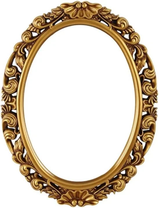 آینه دیواری حکاکی شده طرح قدیمی، طلایی عتیقه، آینه تزئینی برای دکوراسیون منزل، مناسب حمام، اتاق نشیمن، ورودی، میز آرایش