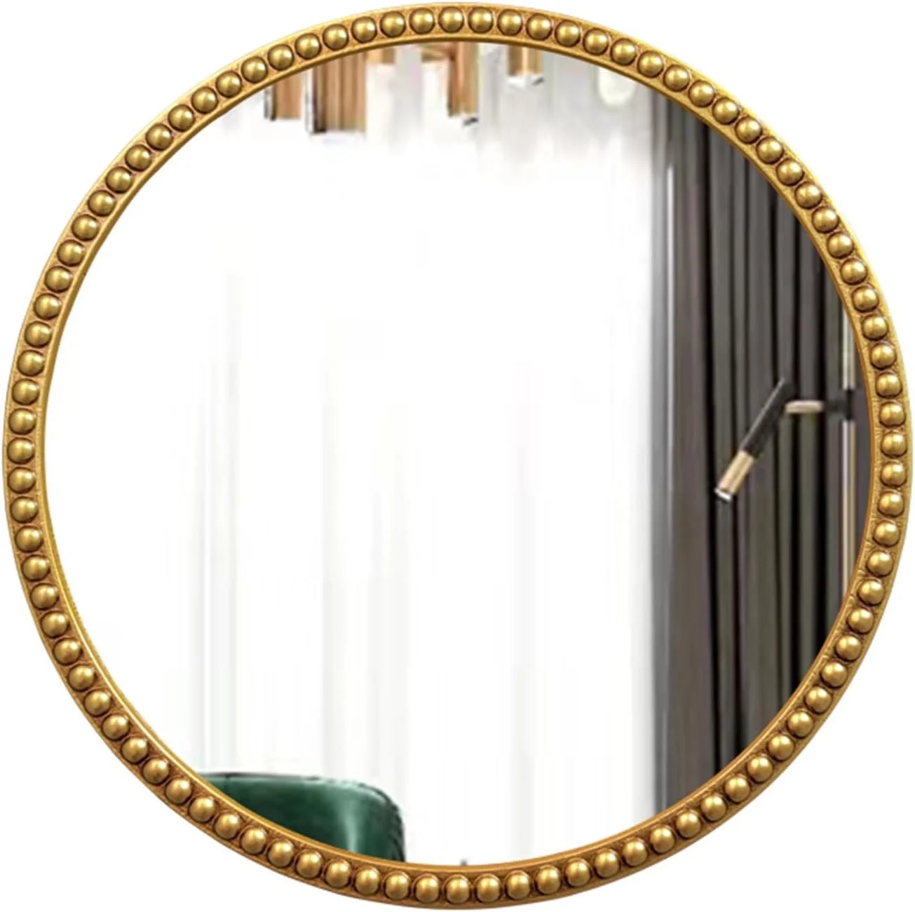 آینه دیواری گرد برای میز آرایش، حمام، دکوراسیون منزل، آینه دایره ای وینتیج 60 سانتی متری با قاب مهره دار طلایی، آینه دیواری برای راهرو، اتاق نشیمن، اتاق خواب
