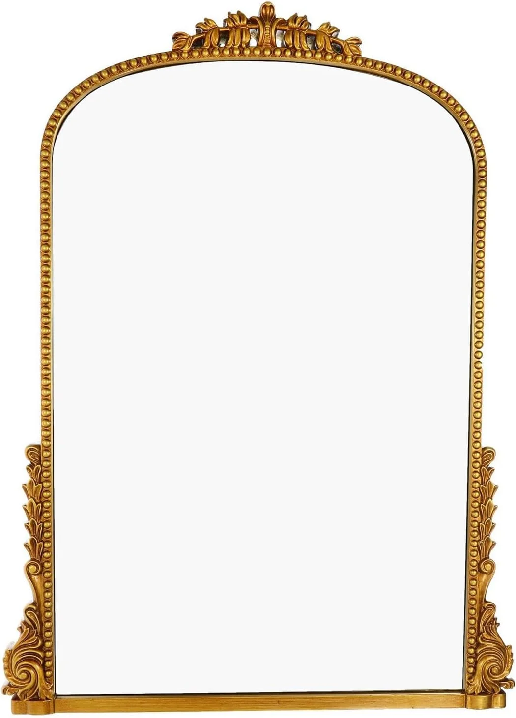 آینه دیواری تزئینی طرح قدیمی، 60 در 80 سانتی‌متر، آینه قوسی مناسب حمام، آینه دیواری طلایی عتیقه برای اتاق نشیمن، شومینه، میز آرایش و ورودی