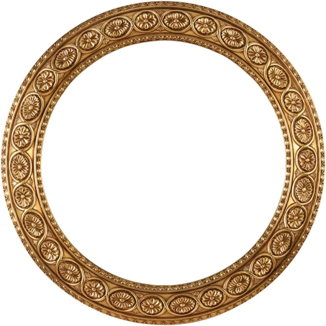 آینه تزئینی گرد حکاکی شده وینتیج، آینه دیواری بزرگ طلایی عتیقه برای حمام، آینه آویز 100 سانتی متری برای اتاق خواب، اتاق نشیمن، راهرو