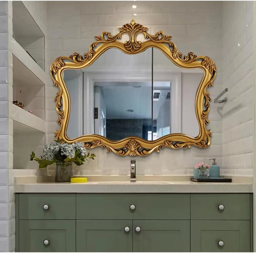 آینه تزئینی حکاکی شده وینتیج، آینه آرایش برای اتاق خواب، حمام، میز آرایش، اتاق نشیمن، 95x78 سانتی متر آینه دیواری تزیینی آینه تزئینی حکاکی شده وینتیج، آینه آرایش برای اتاق خواب، حمام، میز آرایش، اتاق نشیمن، 95x78 سانتی متر آینه دیواری تزیینی