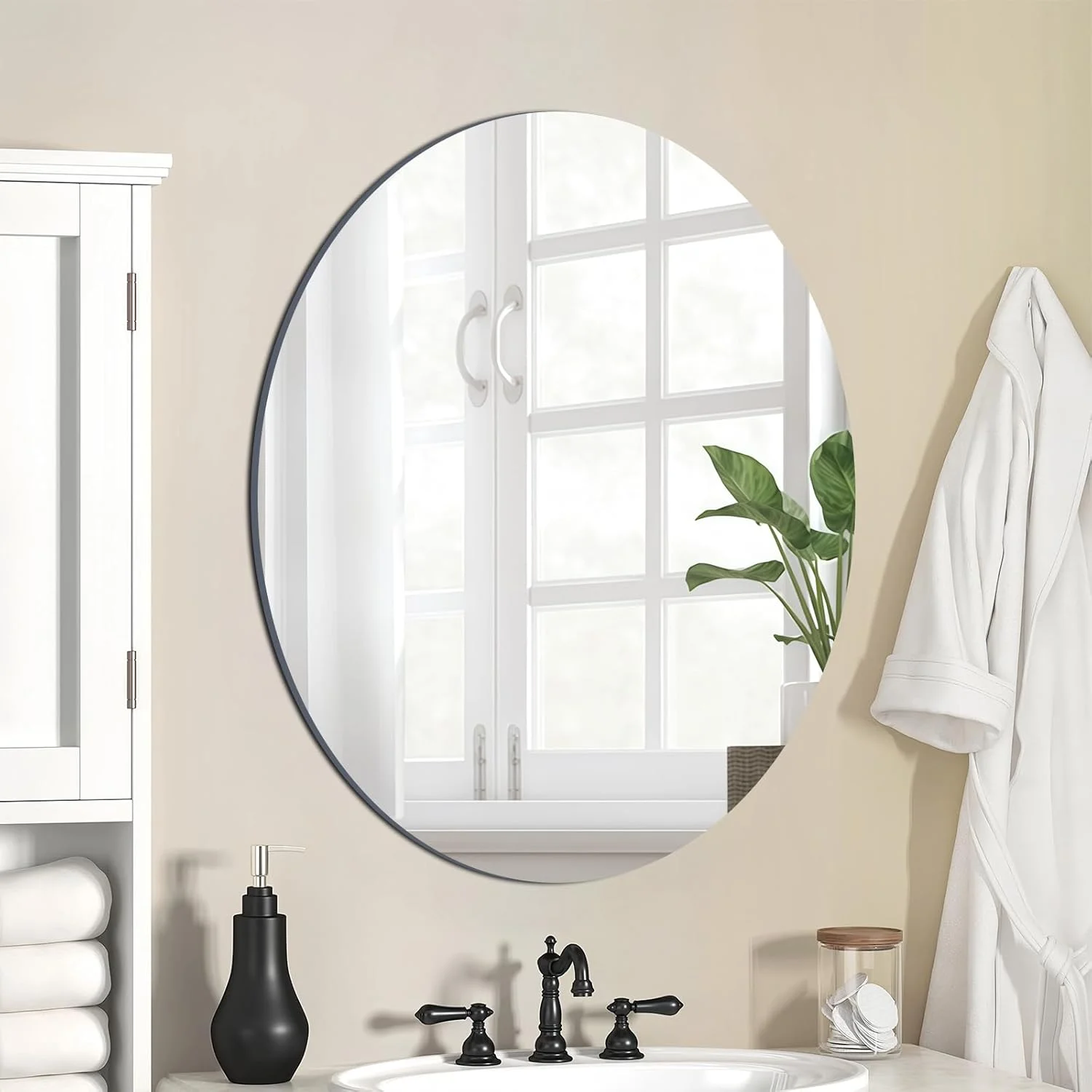 آینه بیضی شکل حمام ۴۰ در ۳۰ سانتی متر