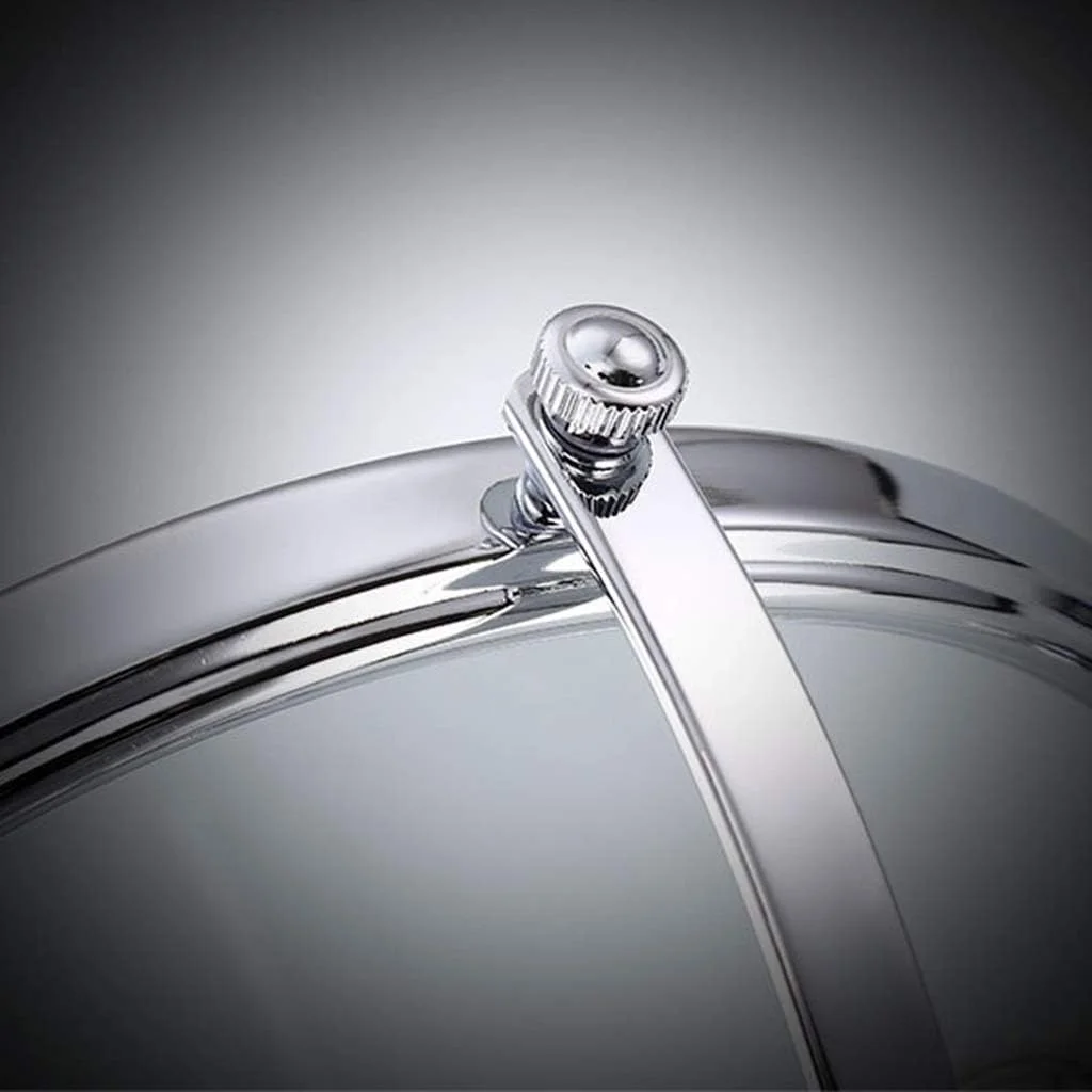 آینه آرایشی، آینه رومیزی نقره ای با پایه مستطیلی 8 اینچی با بزرگنمایی 3 برابر، آینه دیواری تاشو تلسکوپی برای حمام