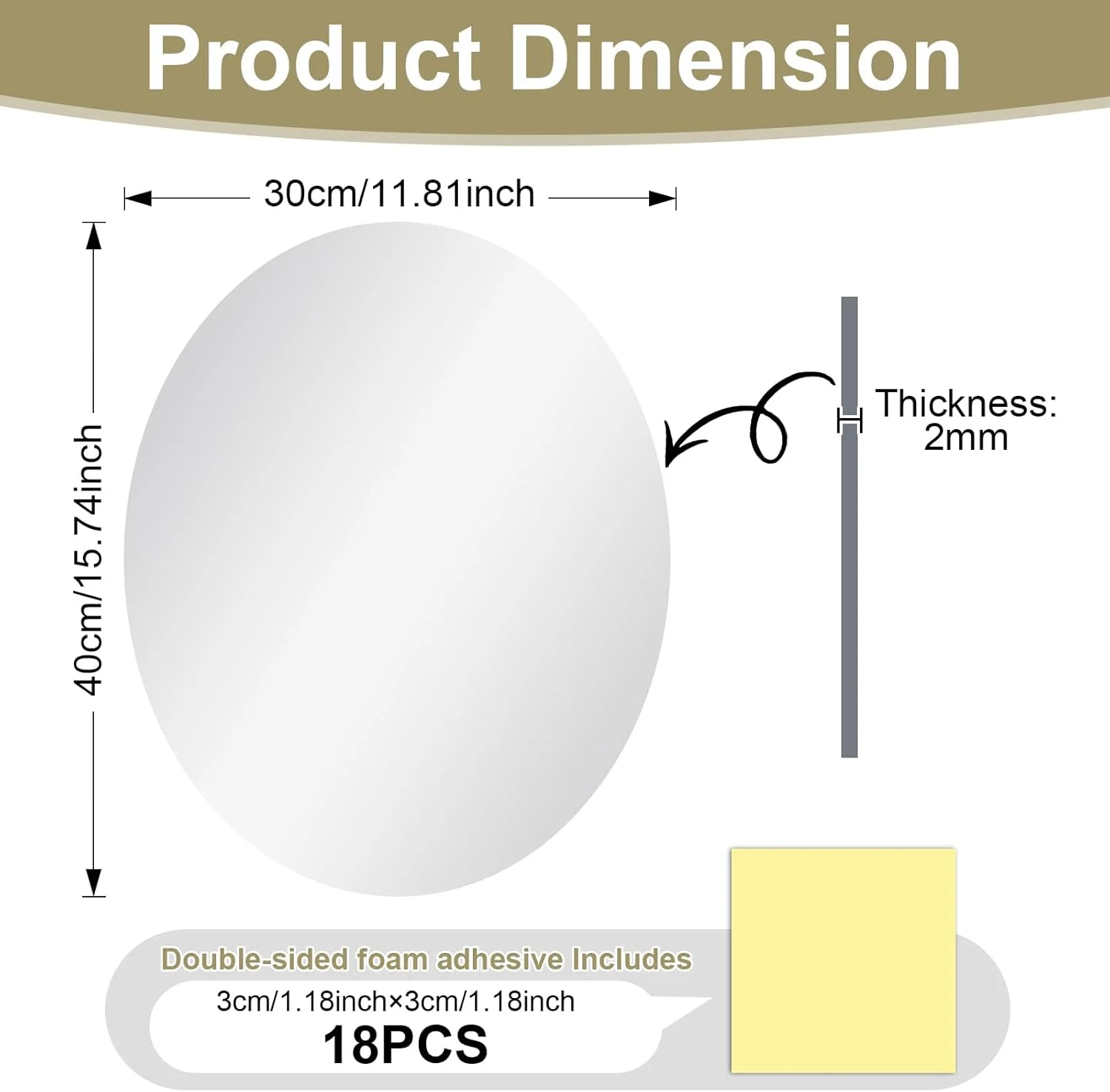 آینه بیضی شکل حمام ۴۰ در ۳۰ سانتی متر
