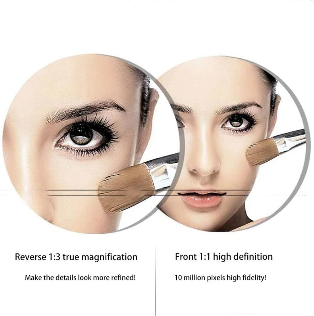 آینه آرایشی، آینه رومیزی نقره ای با پایه مستطیلی 8 اینچی با بزرگنمایی 3 برابر، آینه دیواری تاشو تلسکوپی برای حمام