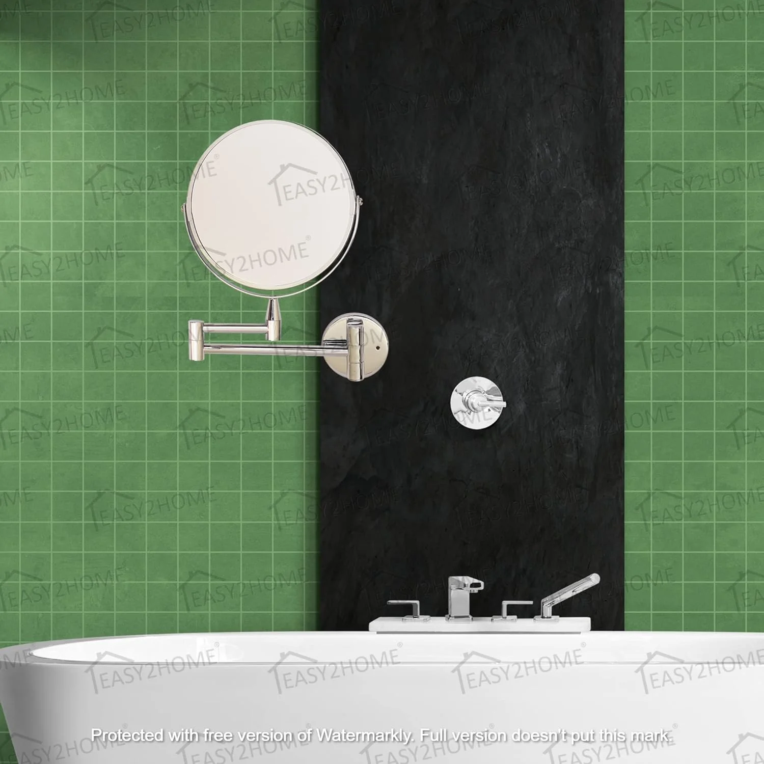 آینه آرایشی بزرگنمایی استیل ضد زنگ | آینه آرایش | آینه بزرگنمایی | آینه اصلاح صورت مناسب آقایان/حمام، (نقره ای، 8 اینچ) (مدل میله ای)