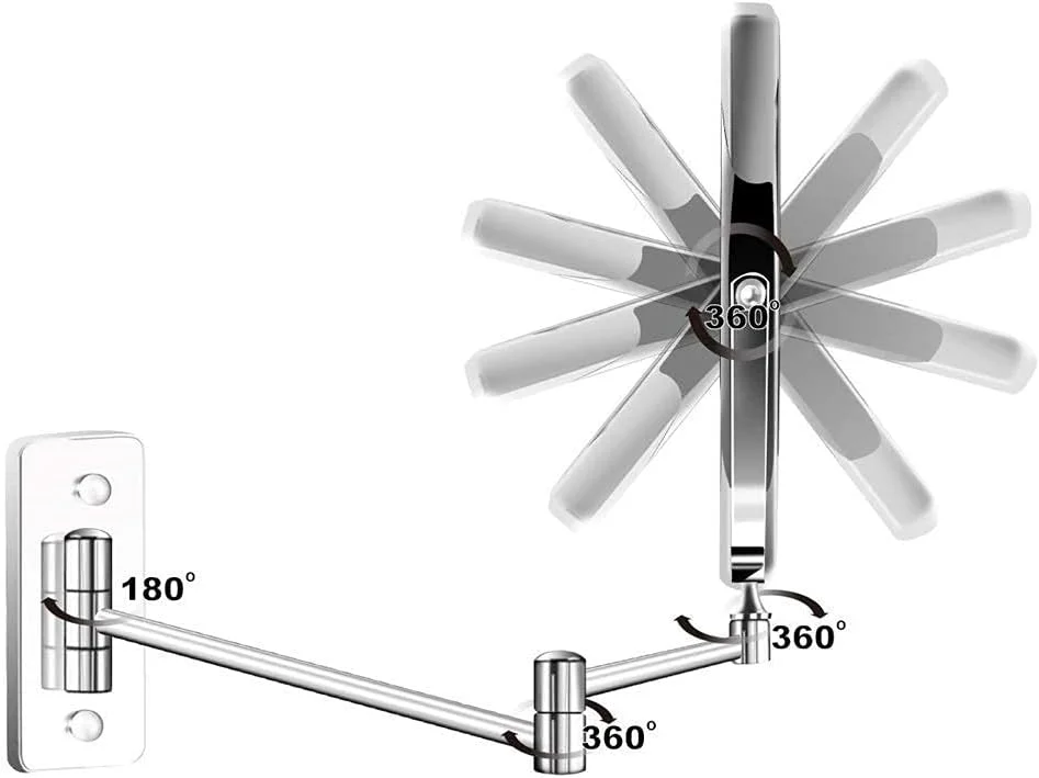 آینه آرایشی دو طرفه با بزرگنمایی 3 برابر، چرخان و تاشو مناسب حمام و اصلاح