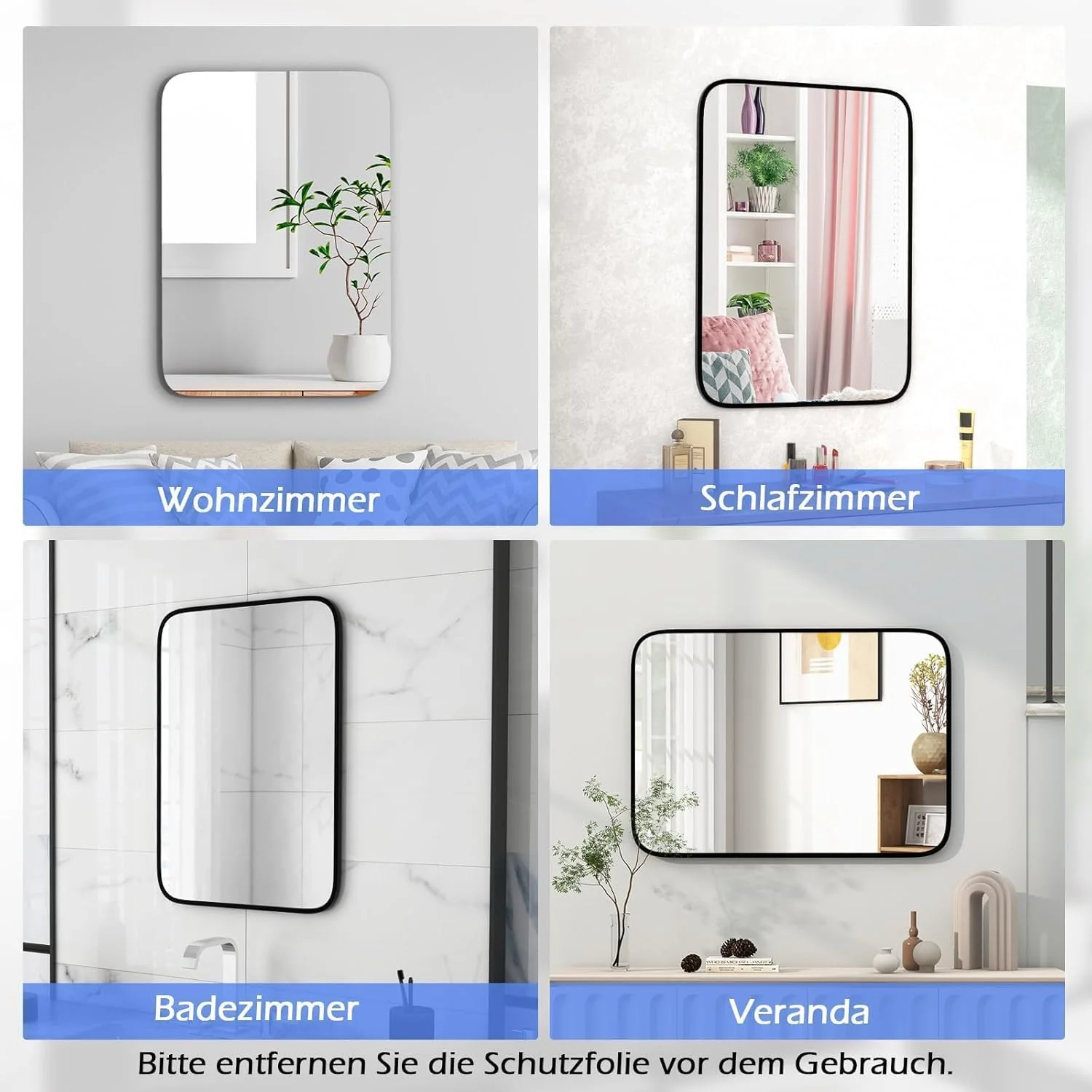 آینه حمام FANTASK ابعاد 70x50 سانتی متر به همراه پیچ های اتصال